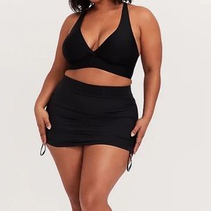 BLACK DRAWSTRING SIDE HIGH WAIST BOARD SKIRT